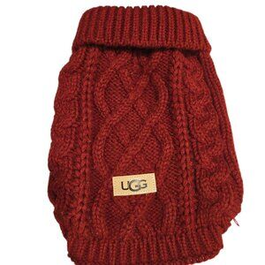 UGG Small Red Cable Knit Dog Sweater 100% Acrylic Cozy & Stylish Pet Apparel